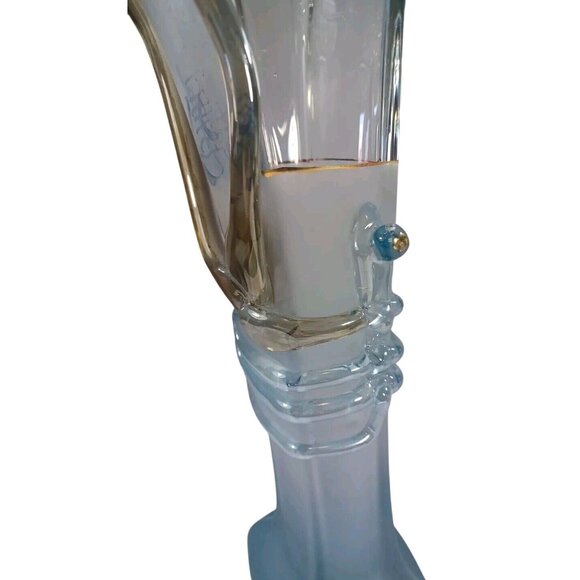 Ion Tamaian 15" Art Glass Vase Blue Frosted, Clear Gold  signed by the Artist - Picture 8 of 14